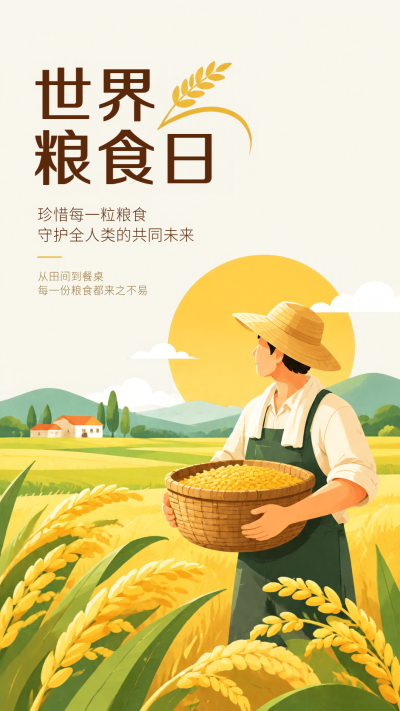 粮食来之不易珍惜每一粒米手机海报