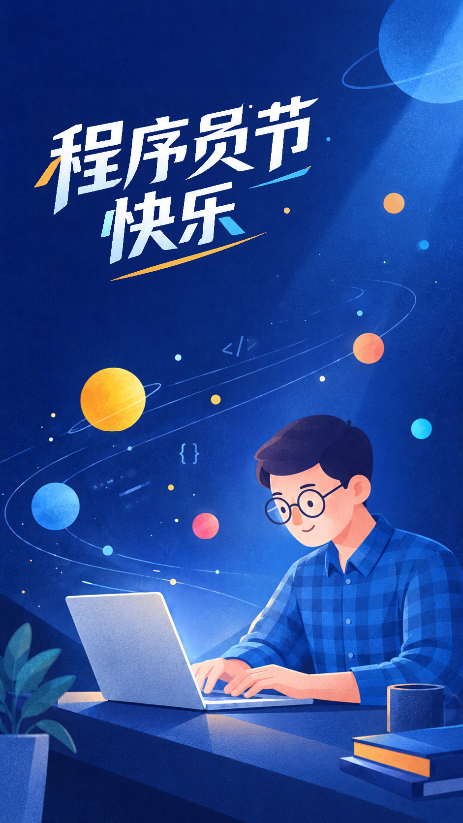 致敬筑梦代码的程序员们节日快乐手机海报