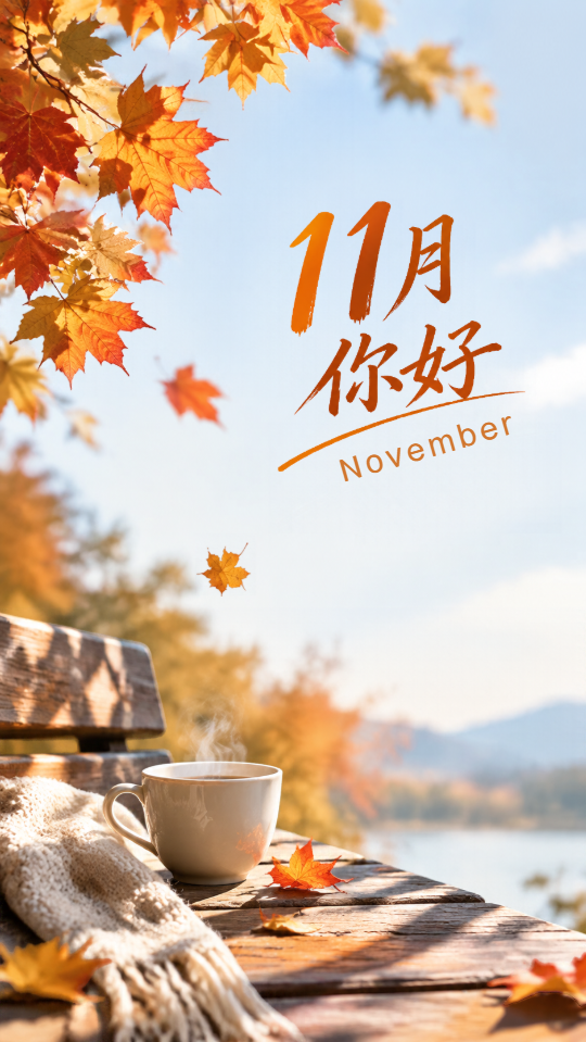 枫叶暖茶共赴十一月手机海报