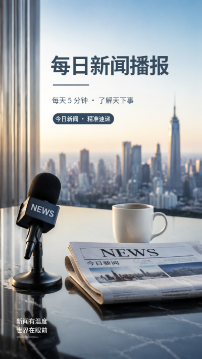 每日新闻播报5分钟了解天下事手机海报