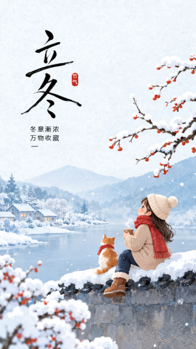 立冬冬意渐浓万物收藏共赴冬日好景手机海报