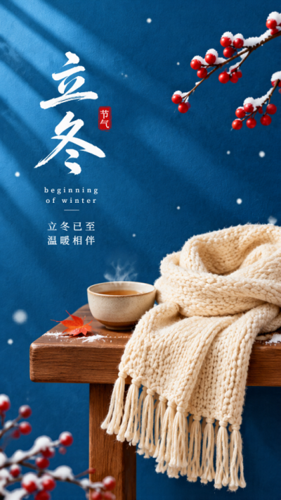 立冬时节共赴暖冬手机海报