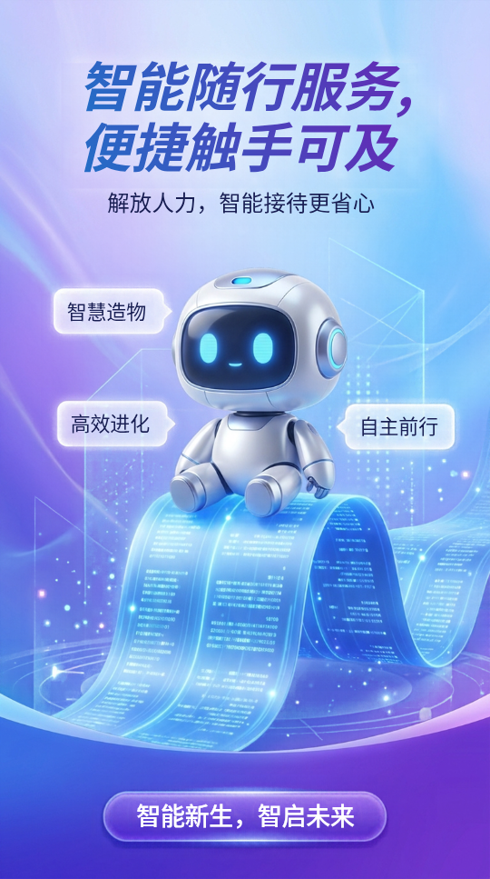 智能机器人智能接待更省心手机海报