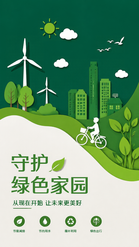 保护自然环保主题宣传创意手机海报