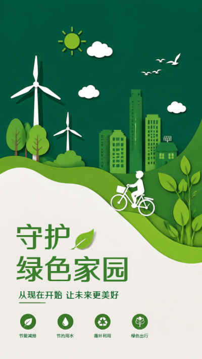 保护自然环保主题宣传创意手机海报