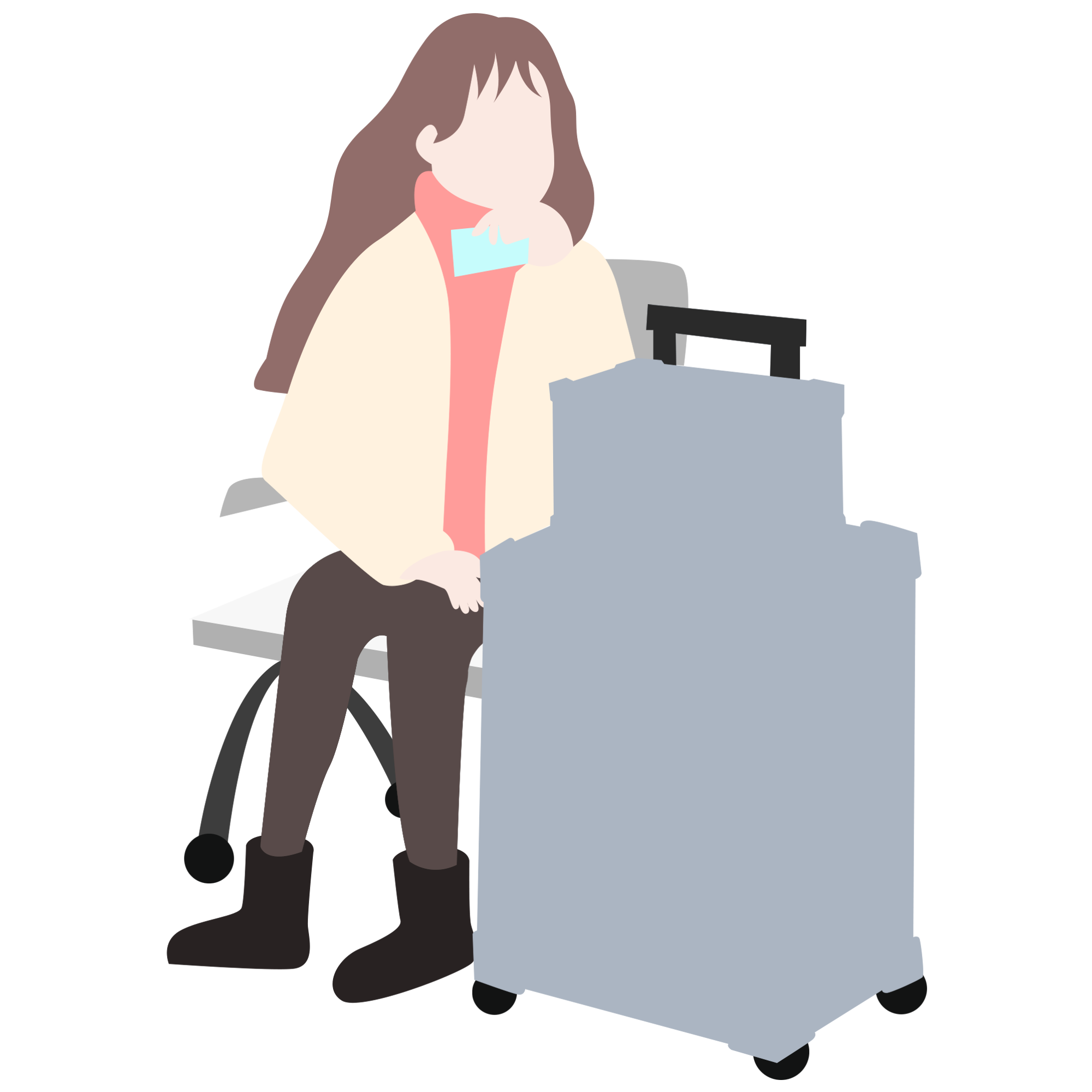 女孩等车图片插画素材制作方法！