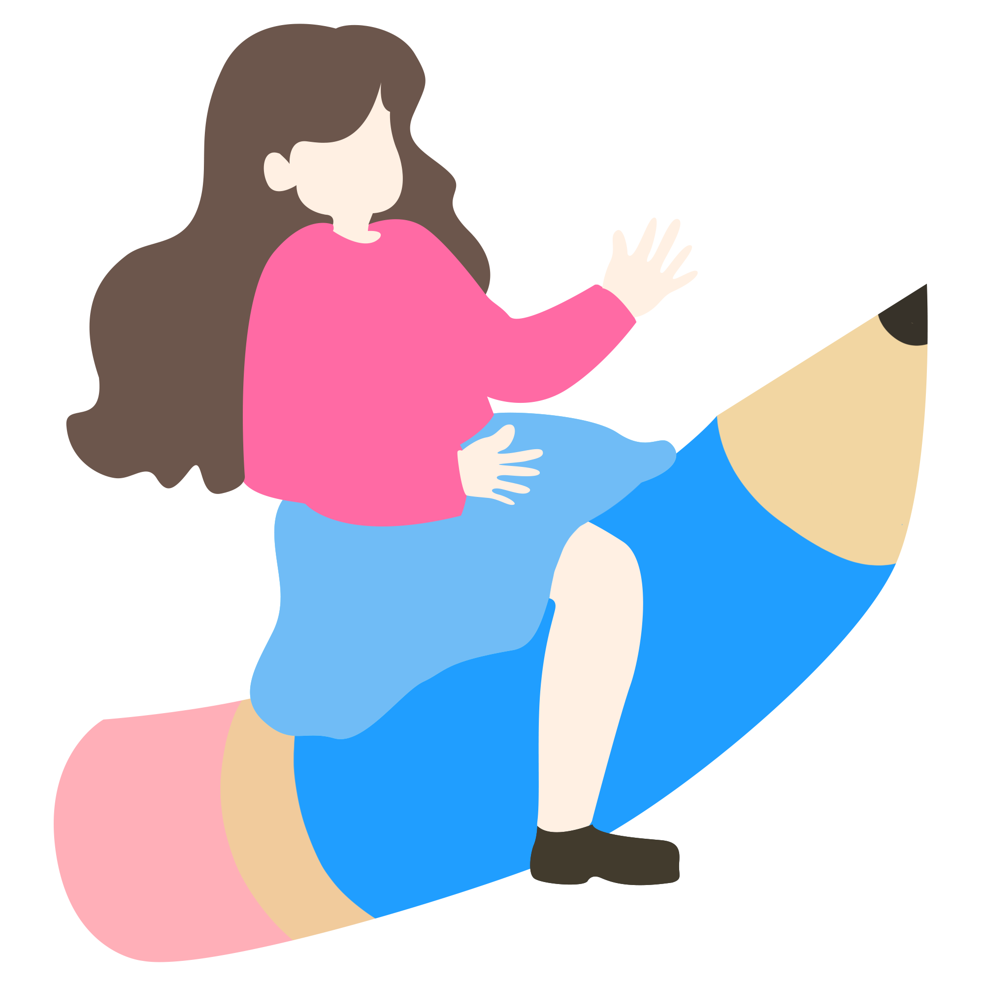 骑着铅笔的女孩插画图片怎样画？