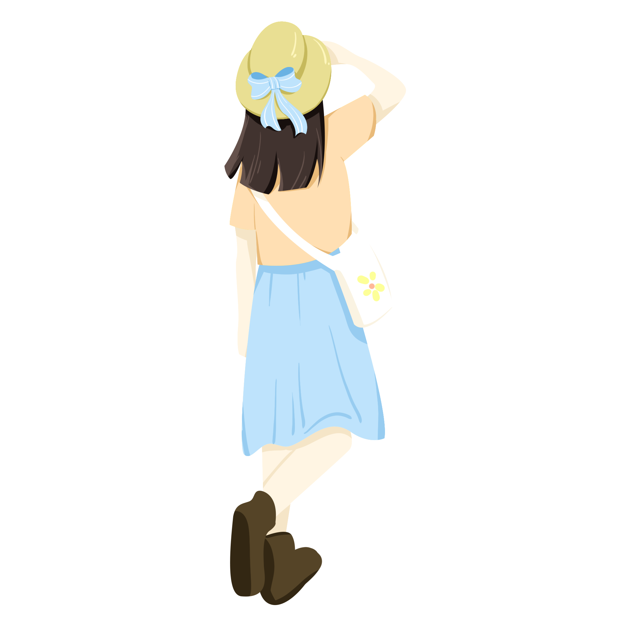 郊游女孩背影插画图片制作技巧！