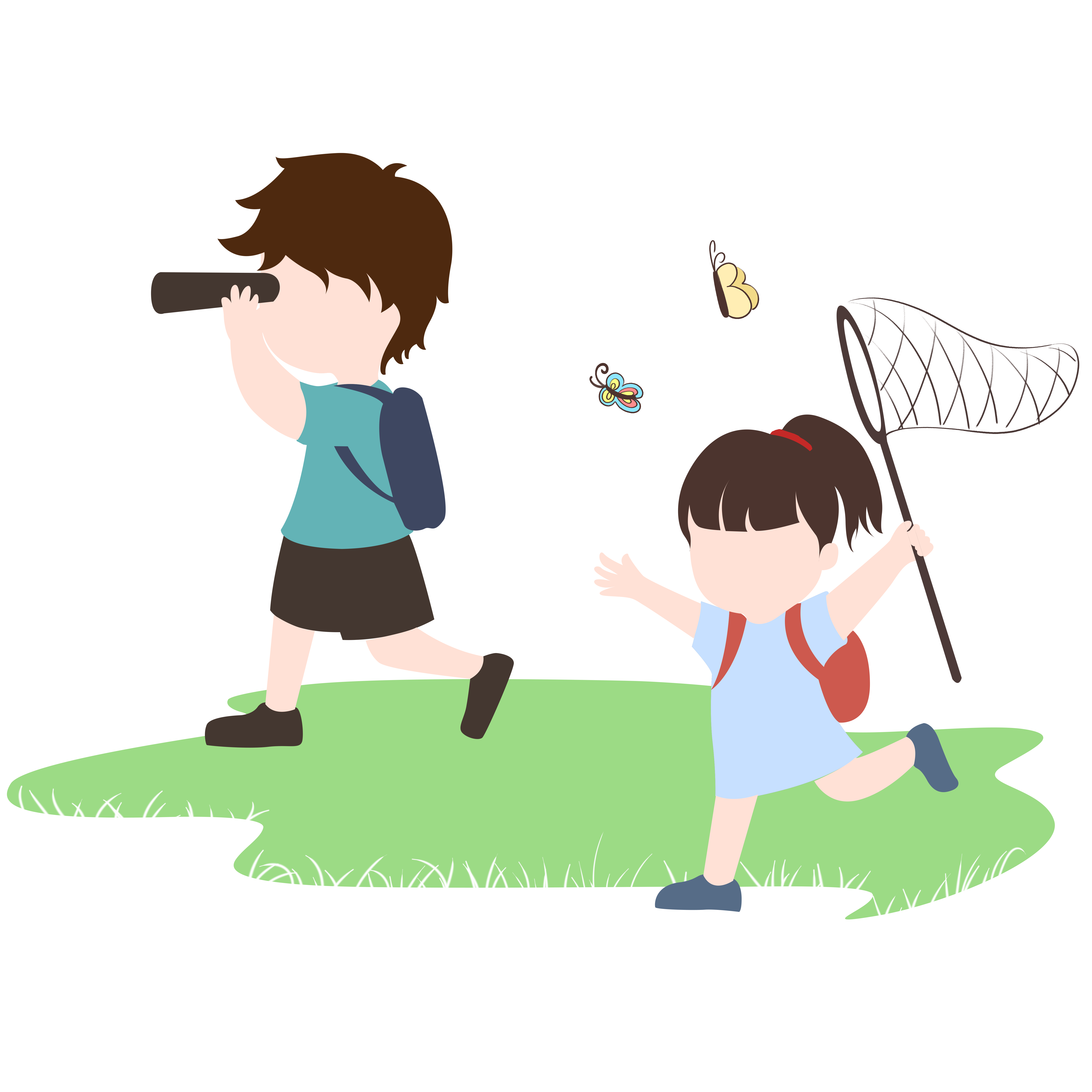 春游小孩插画图片如何制作